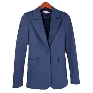 Good American Women's Disco Scuba Sculpted Blazer Navy Blue Size 0 Career Preppy